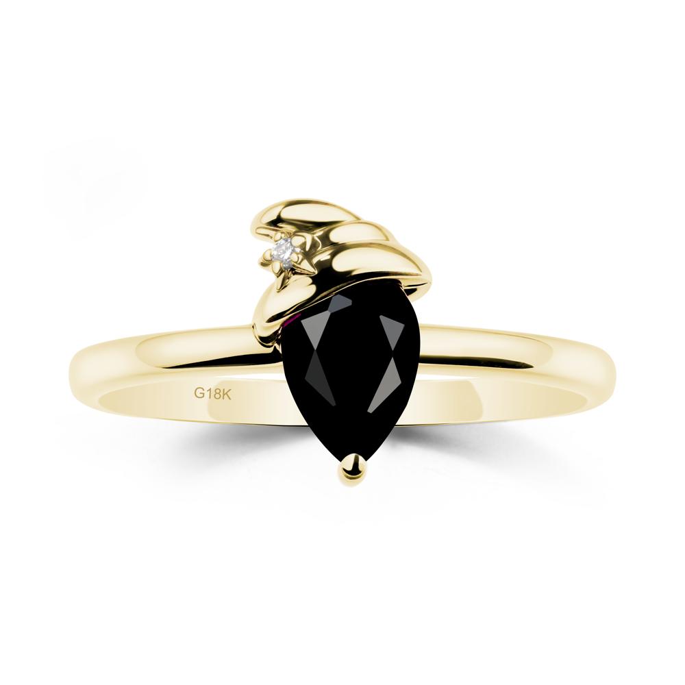 Pear Black Spinel Hat Ring - LUO Jewelry #metal_18k yellow gold
