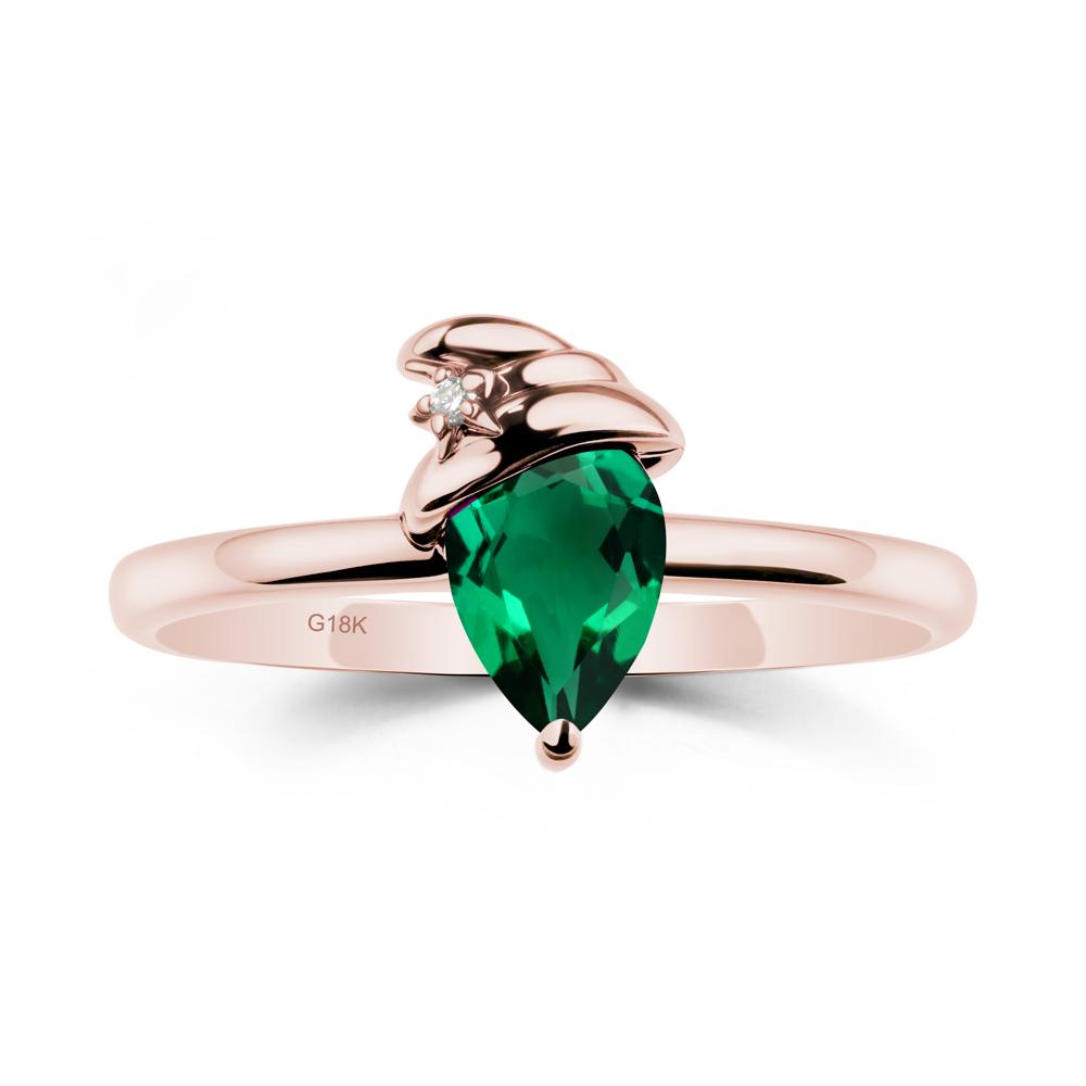 Pear Emerald Hat Ring - LUO Jewelry #metal_18k rose gold