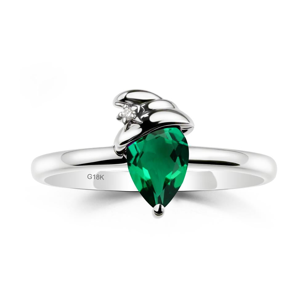 Pear Emerald Hat Ring - LUO Jewelry #metal_18k white gold