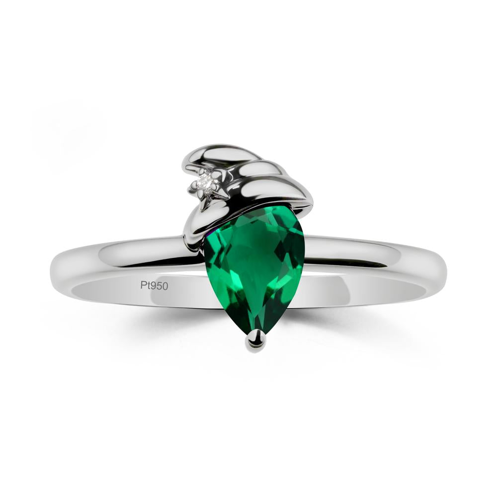 Pear Emerald Hat Ring - LUO Jewelry #metal_platinum