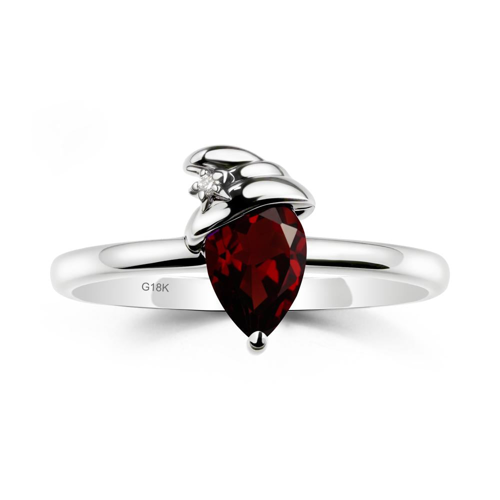 Garnet Ring with Hat Design - LUO Jewelry #metal_18k white gold