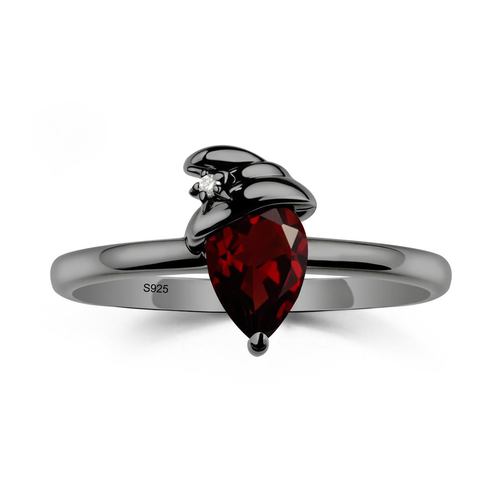 Garnet Ring with Hat Design - LUO Jewelry #metal_black finish sterling silver