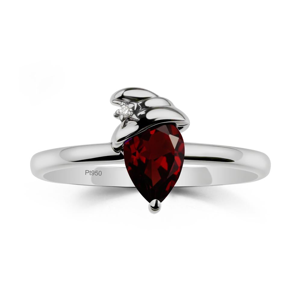 Garnet Ring with Hat Design - LUO Jewelry #metal_platinum