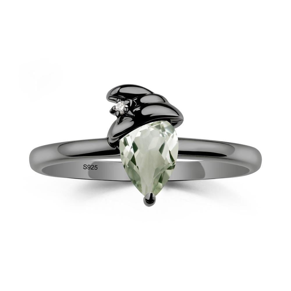 Green Amethyst Halloween Witch Hat Ring - LUO Jewelry #metal_black finish sterling silver