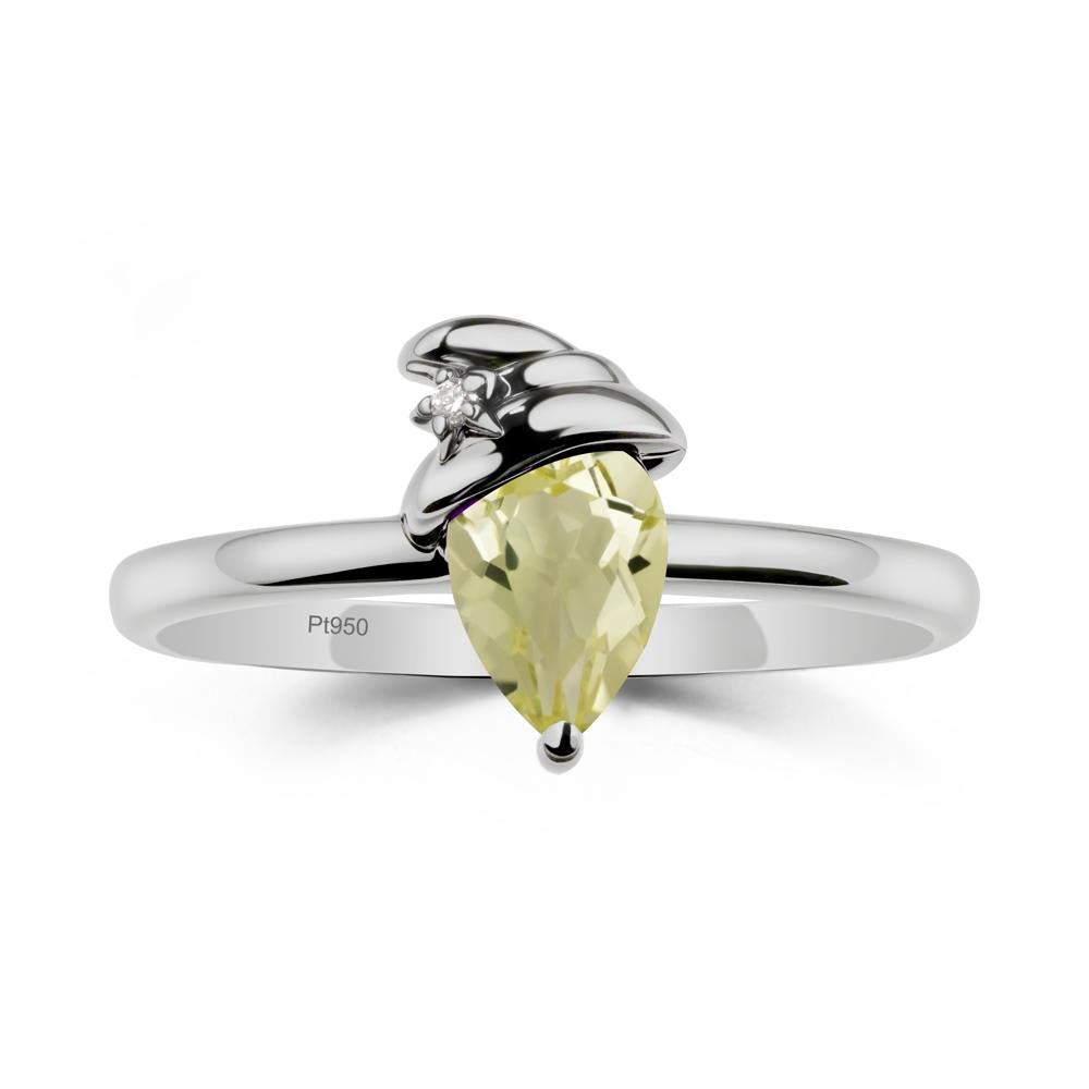 Lemon Quartz Ring with Hat Design - LUO Jewelry #metal_platinum