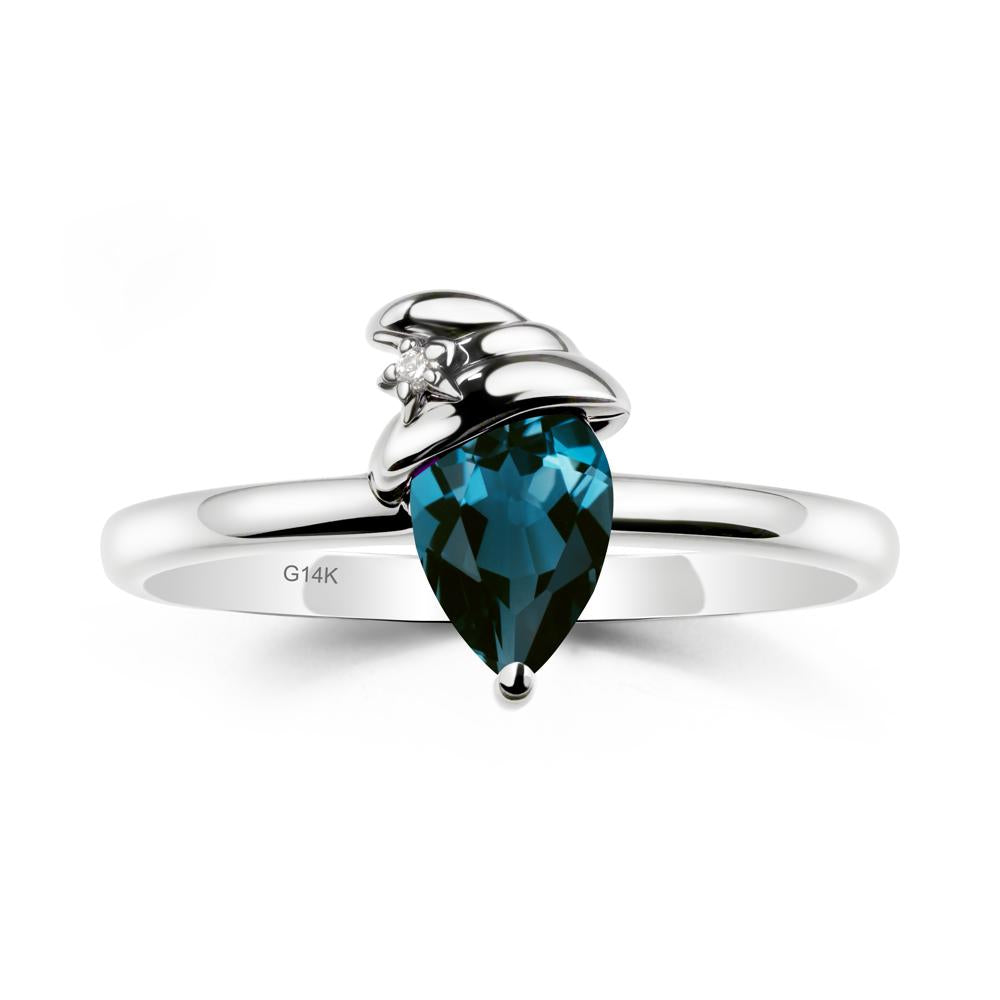 London Blue Topaz Halloween Witch Hat Ring - LUO Jewelry #metal_14k white gold