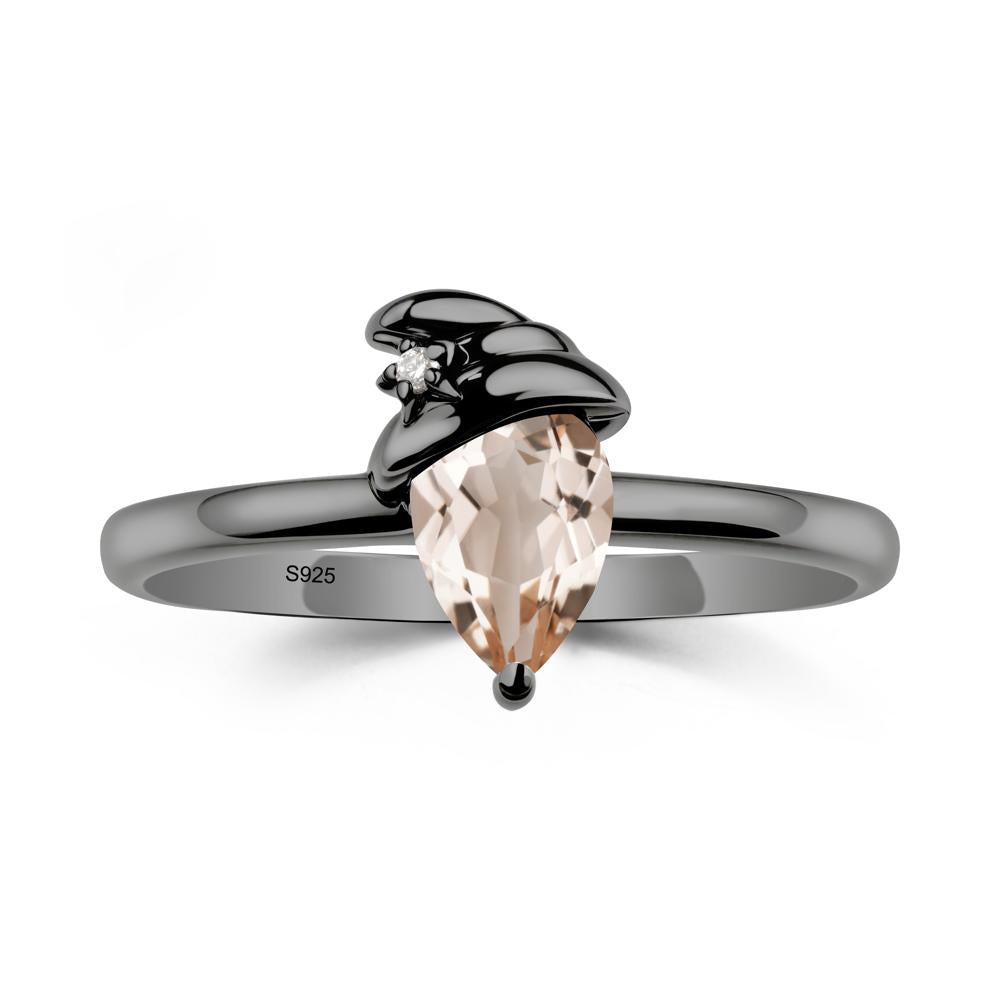 Morganite Ring with Hat Design - LUO Jewelry #metal_black finish sterling silver
