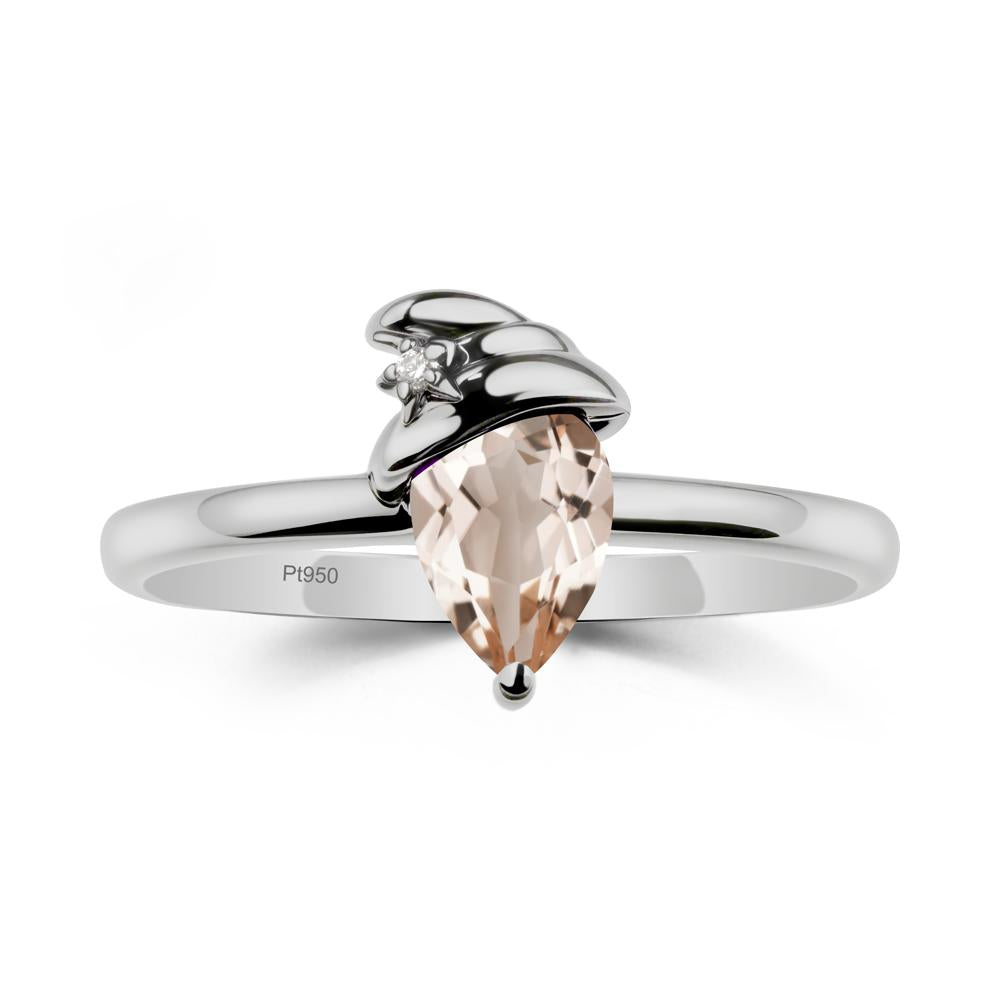 Morganite Ring with Hat Design - LUO Jewelry #metal_platinum