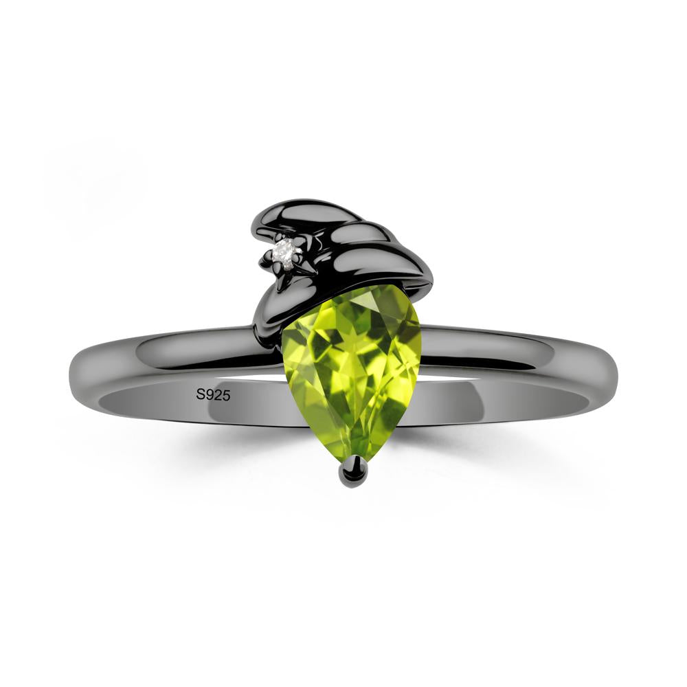 Peridot Ring with Hat Design - LUO Jewelry #metal_black finish sterling silver