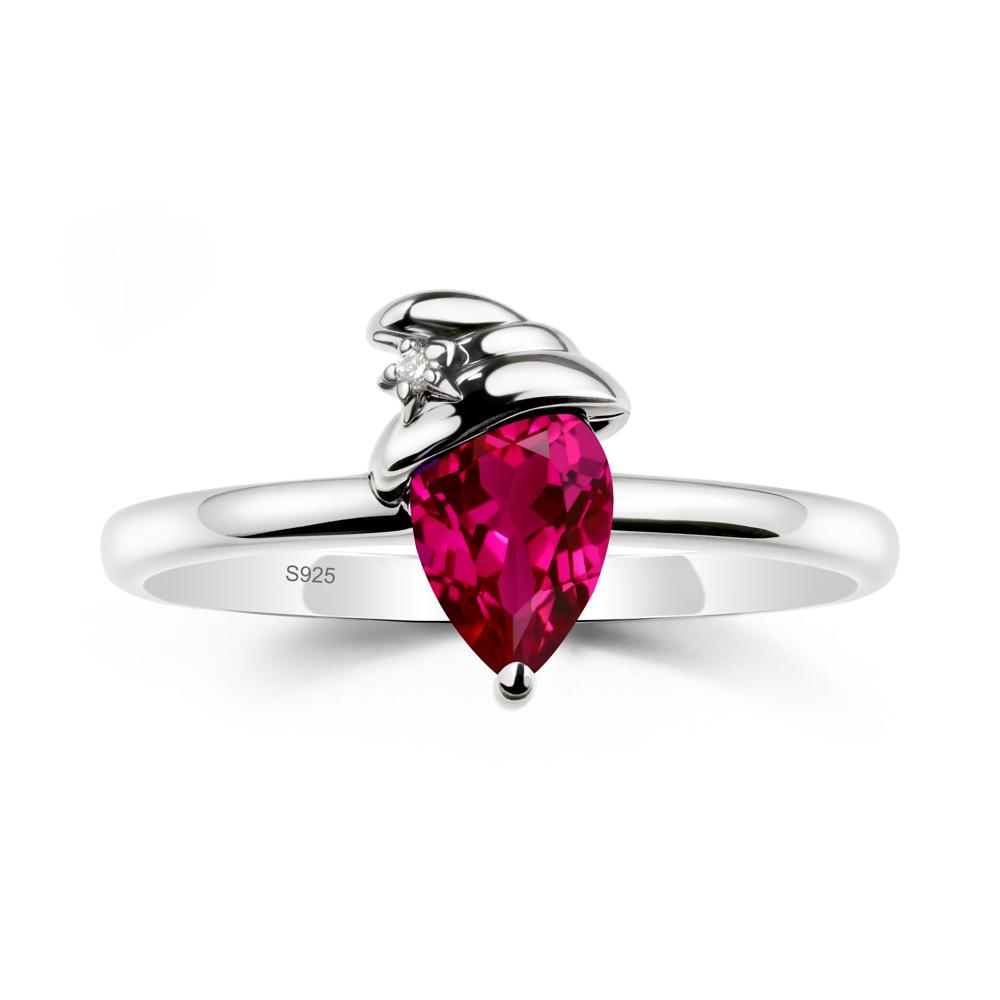 Pear Ruby Hat Ring - LUO Jewelry #metal_sterling silver