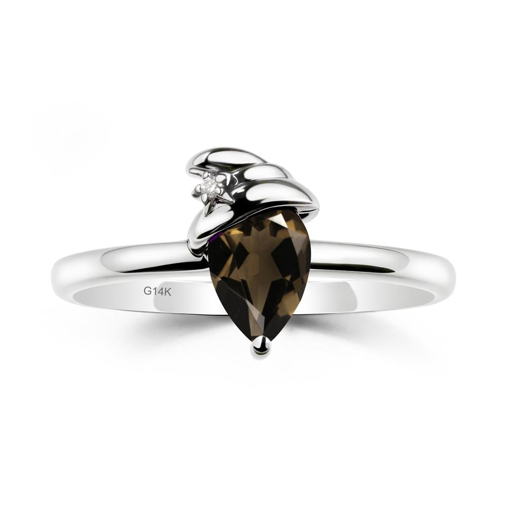 Smoky Quartz Halloween Witch Hat Ring - LUO Jewelry #metal_14k white gold
