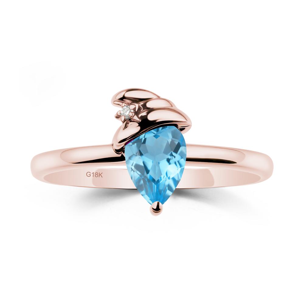 Pear Swiss Blue Topaz Hat Ring - LUO Jewelry #metal_18k rose gold