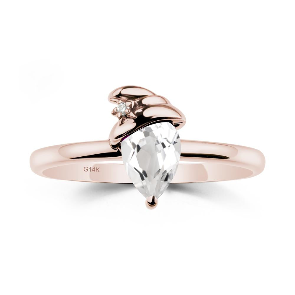 White Topaz Ring with Hat Design - LUO Jewelry #metal_14k rose gold