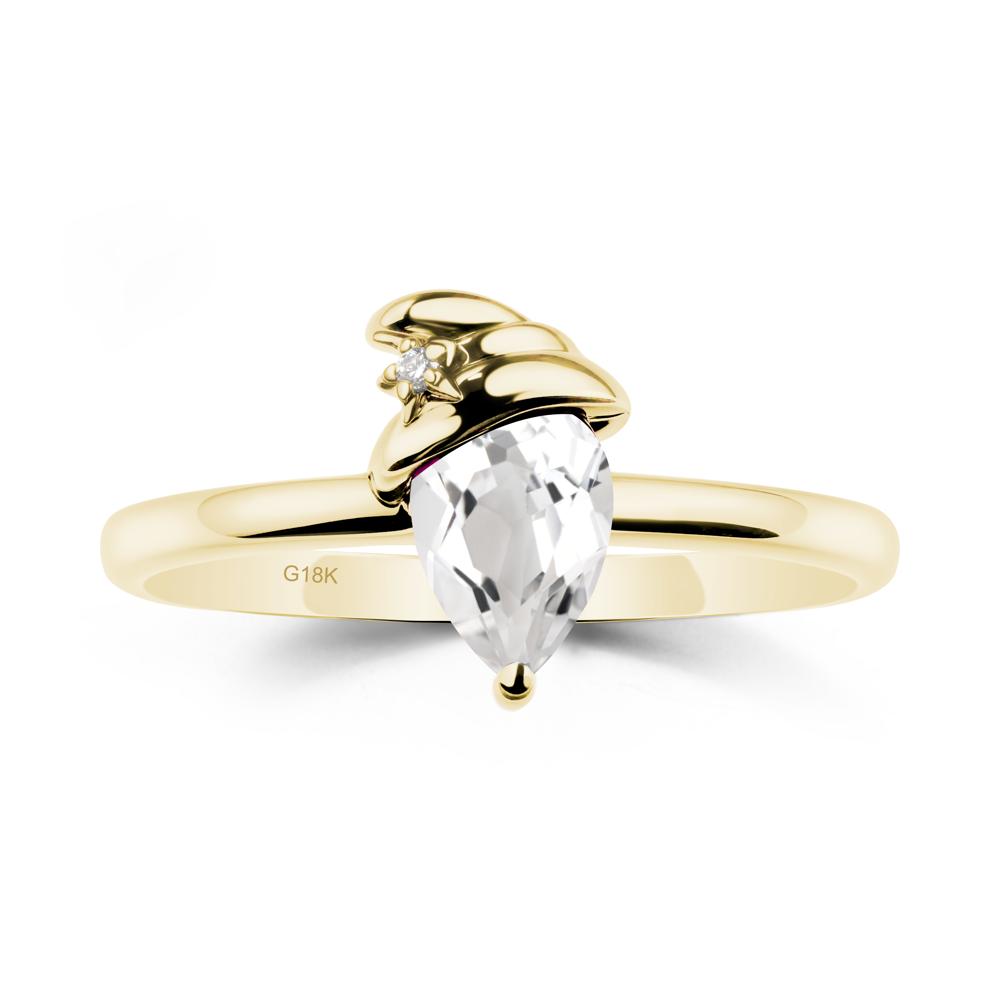 White Topaz Ring with Hat Design - LUO Jewelry #metal_18k yellow gold
