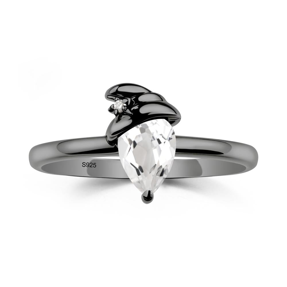 White Topaz Ring with Hat Design - LUO Jewelry #metal_black finish sterling silver