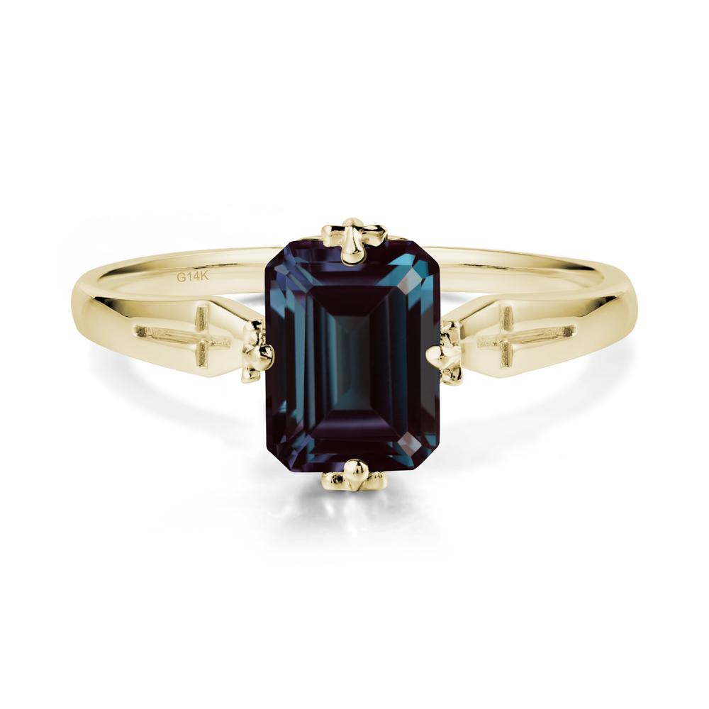 Solitaire Alexandrite Gothic Cross Ring - LUO Jewelry #metal_14k yellow gold