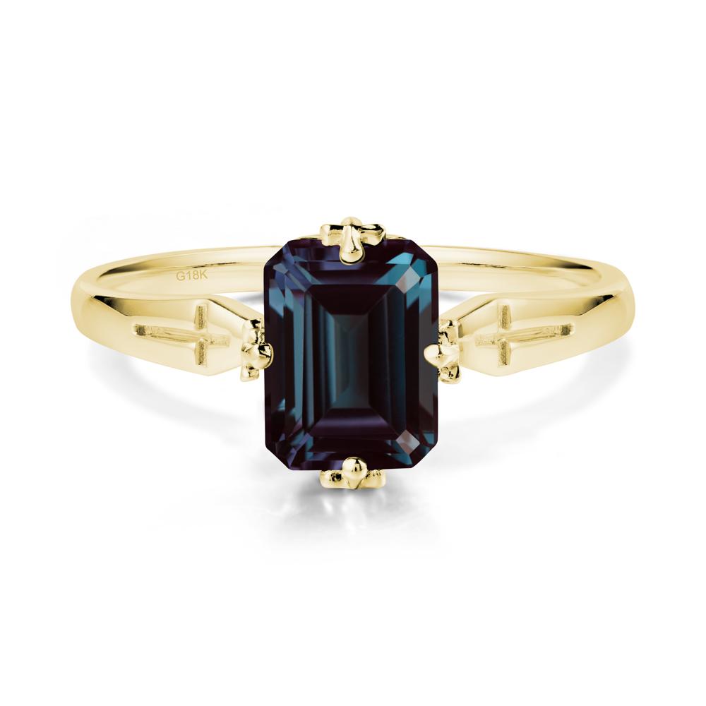Solitaire Alexandrite Gothic Cross Ring - LUO Jewelry #metal_18k yellow gold