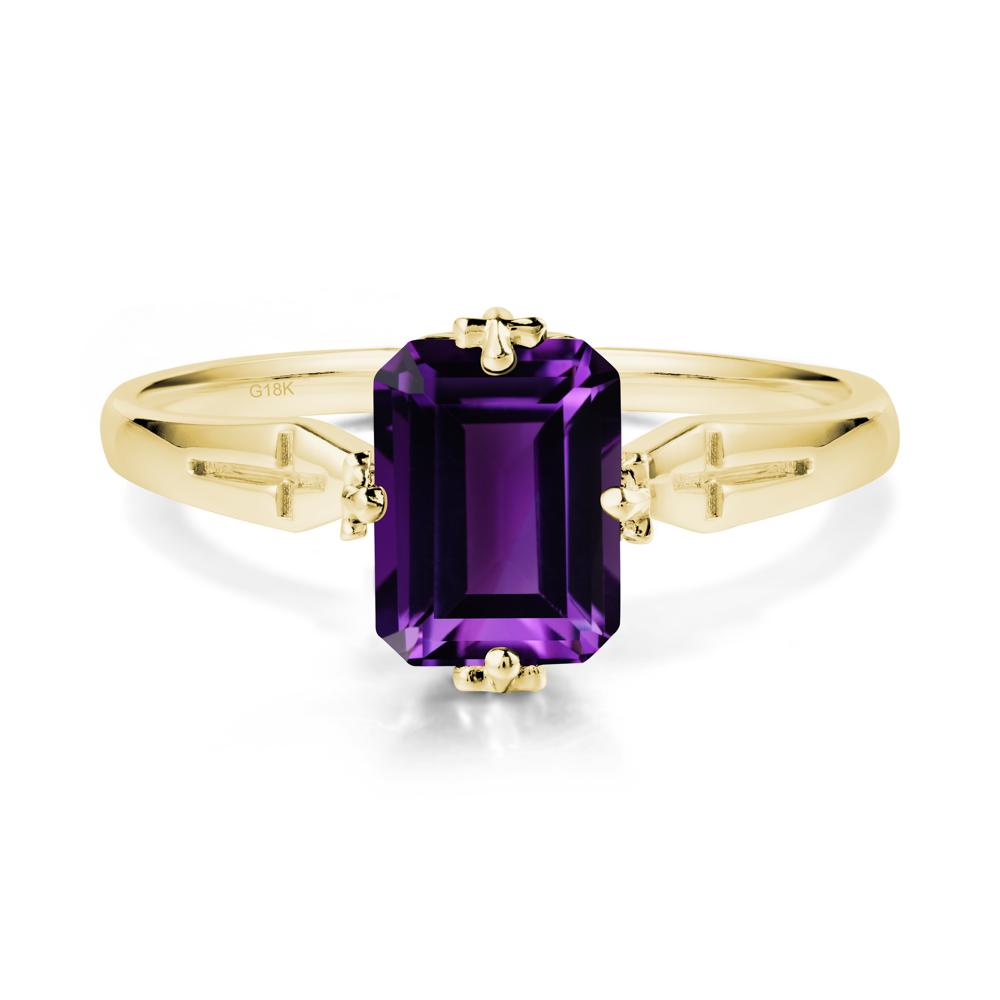 Halloween Emerlald Cut Amethyst Ring - LUO Jewelry #metal_18k yellow gold
