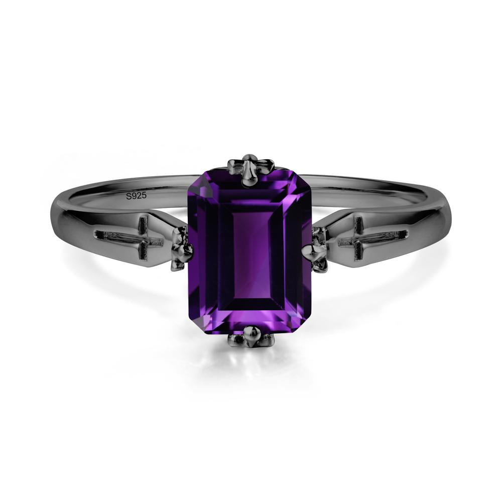 Halloween Emerlald Cut Amethyst Ring - LUO Jewelry #metal_black finish sterling silver