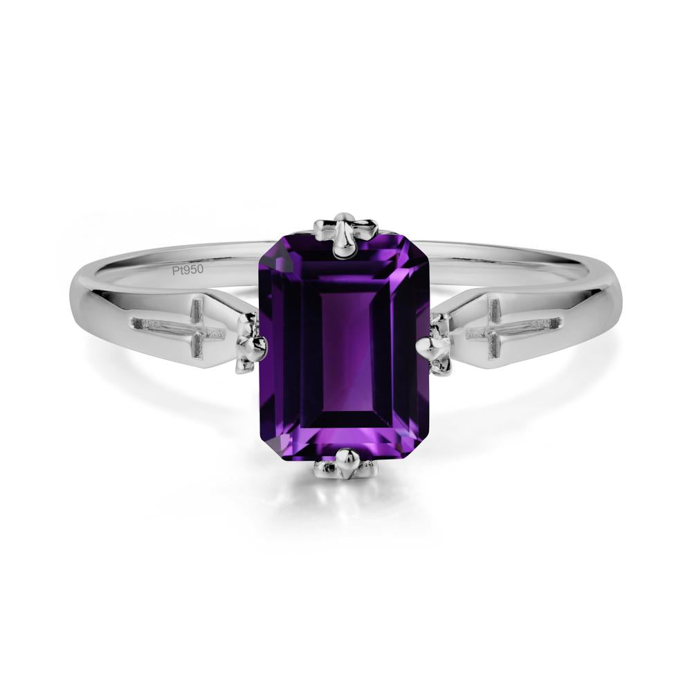 Halloween Emerlald Cut Amethyst Ring - LUO Jewelry #metal_platinum