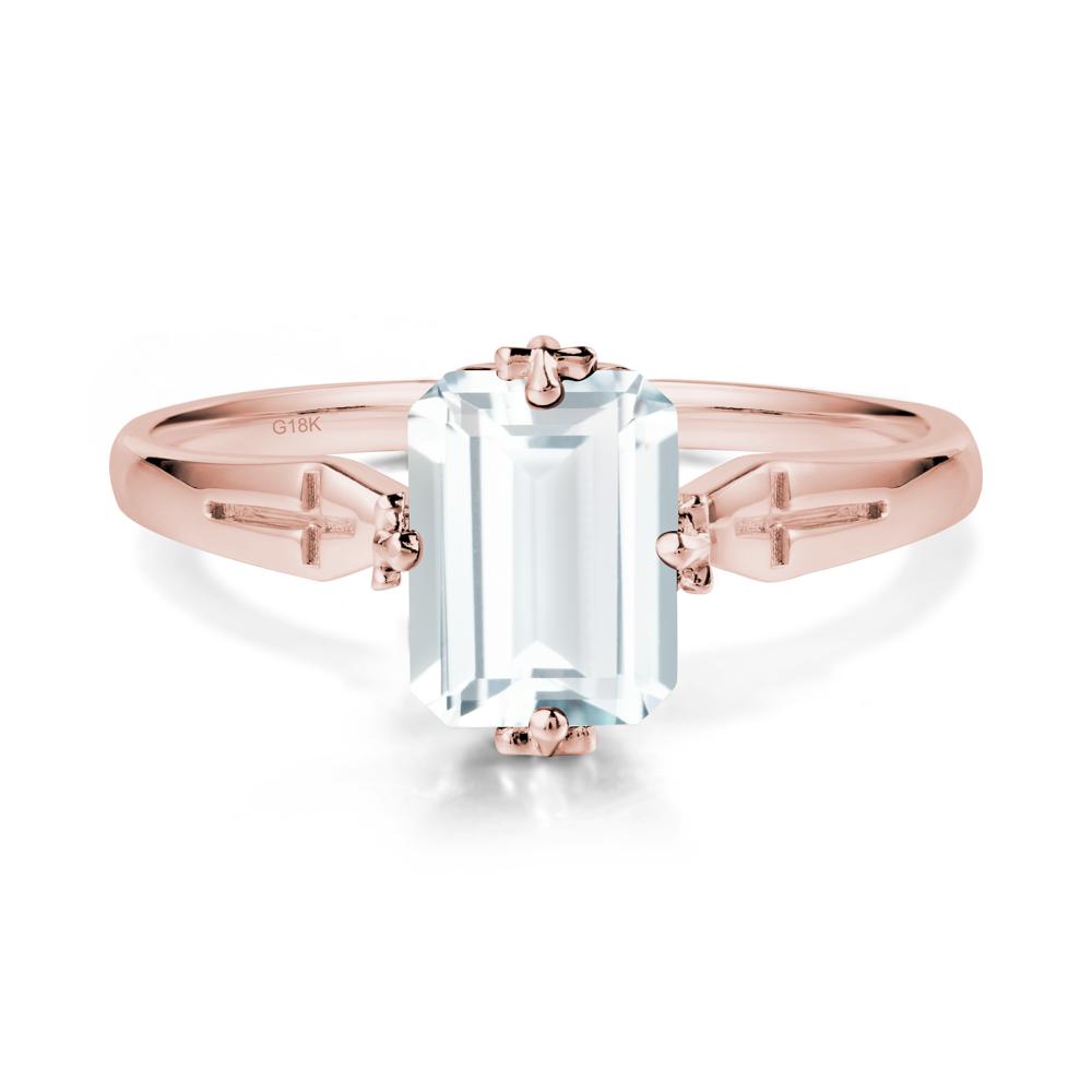 Simple Gothic Cross Aquamarine Ring - LUO Jewelry #metal_18k rose gold