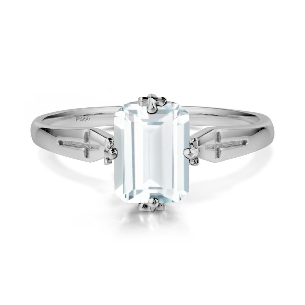 Simple Gothic Cross Aquamarine Ring - LUO Jewelry #metal_platinum