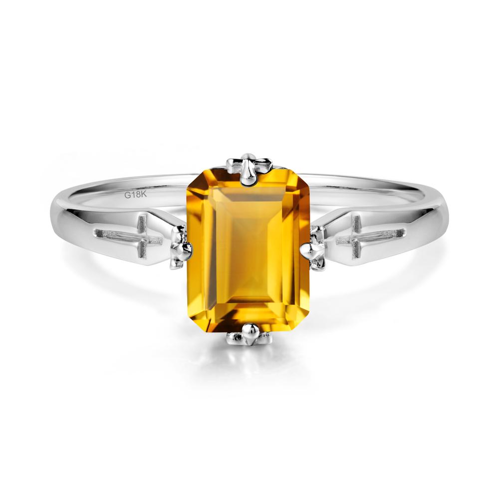 Halloween Emerlald Cut Citrine Ring - LUO Jewelry #metal_18k white gold