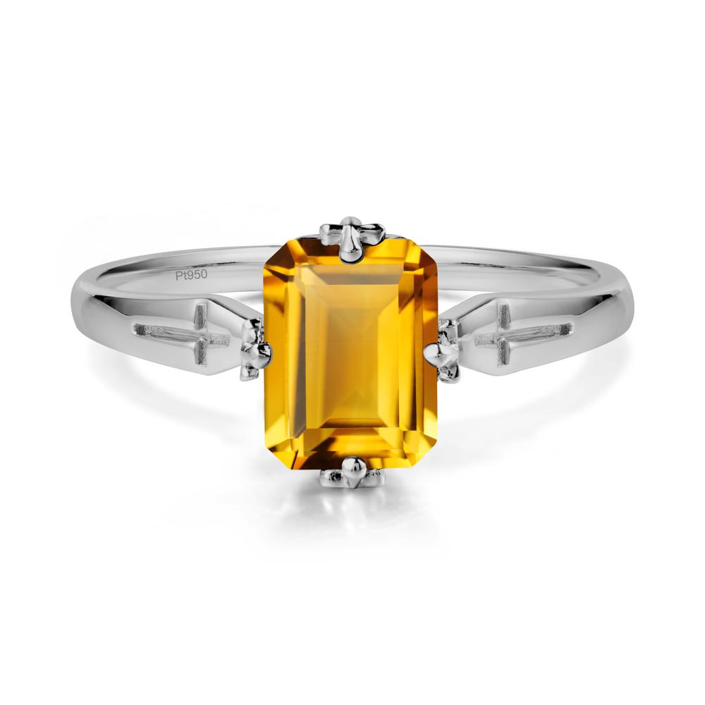 Halloween Emerlald Cut Citrine Ring - LUO Jewelry #metal_platinum