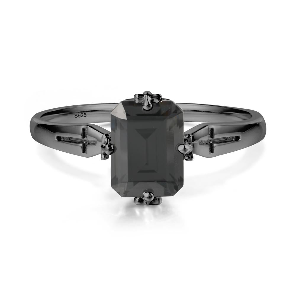 Simple Gothic Cross Cubic Zirconia Ring - LUO Jewelry #metal_black finish sterling silver