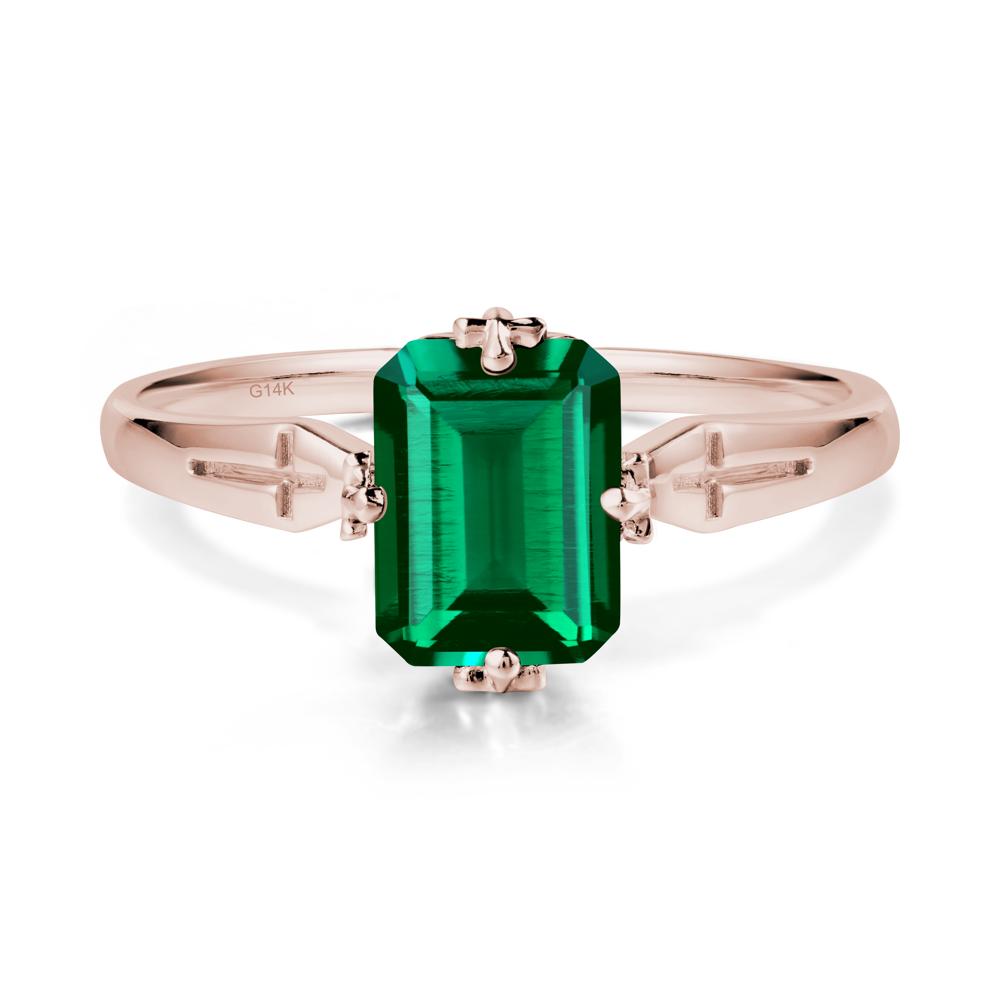 Solitaire Emerald Gothic Cross Ring - LUO Jewelry #metal_14k rose gold