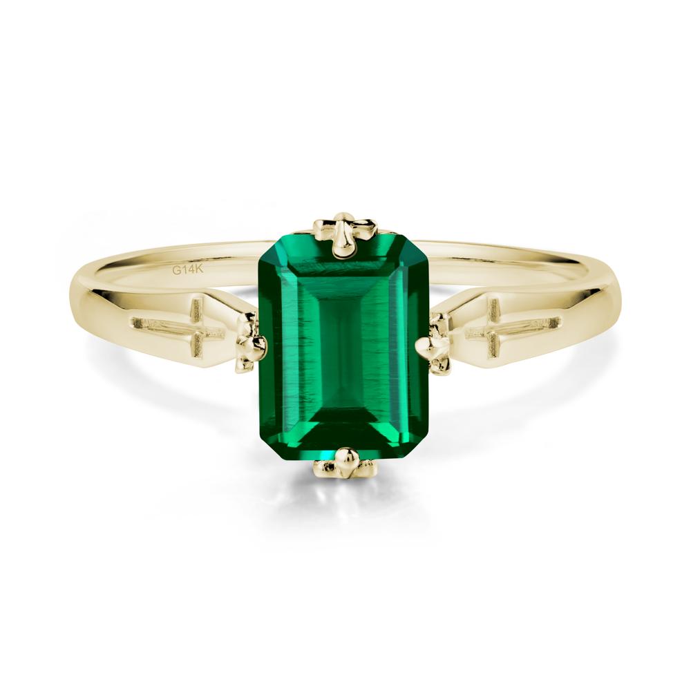 Solitaire Emerald Gothic Cross Ring - LUO Jewelry #metal_14k yellow gold