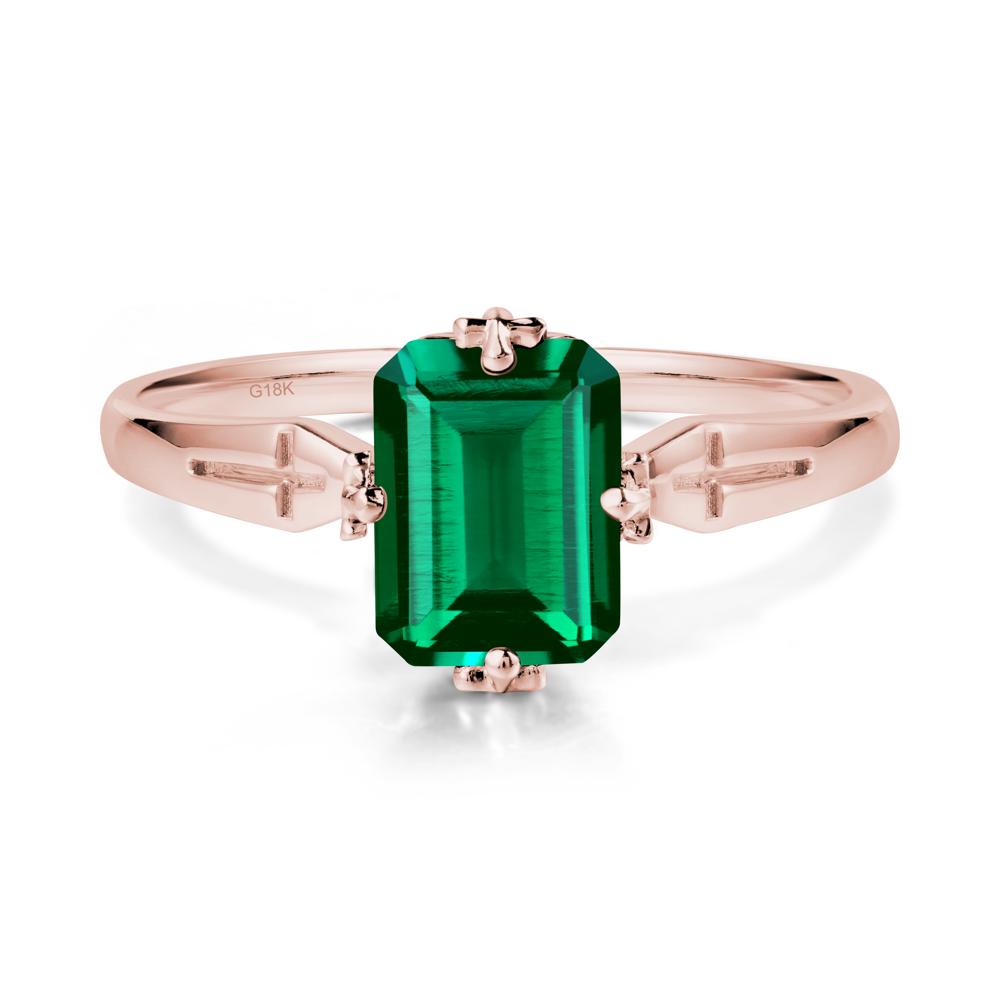 Solitaire Emerald Gothic Cross Ring - LUO Jewelry #metal_18k rose gold