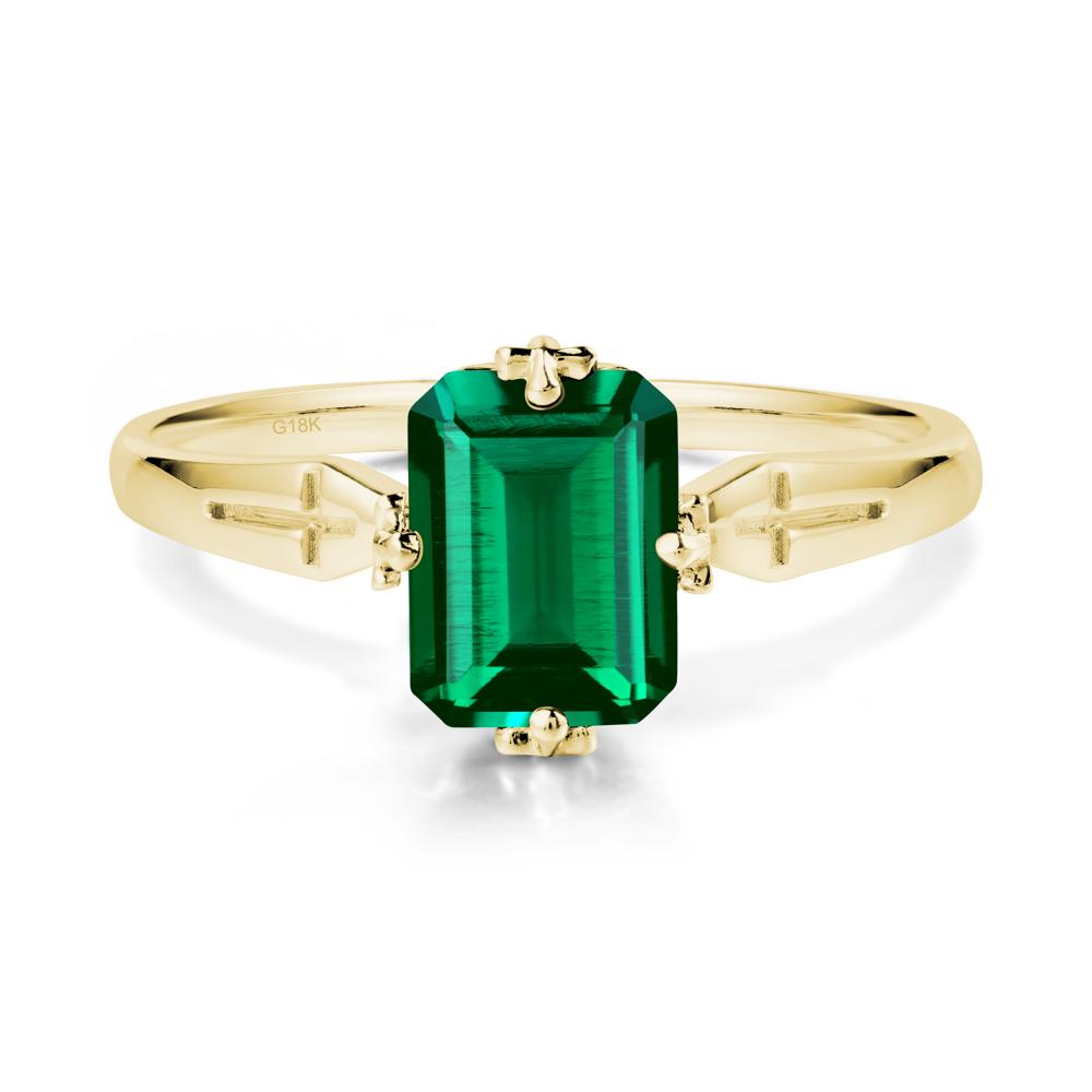 Solitaire Emerald Gothic Cross Ring - LUO Jewelry #metal_18k yellow gold