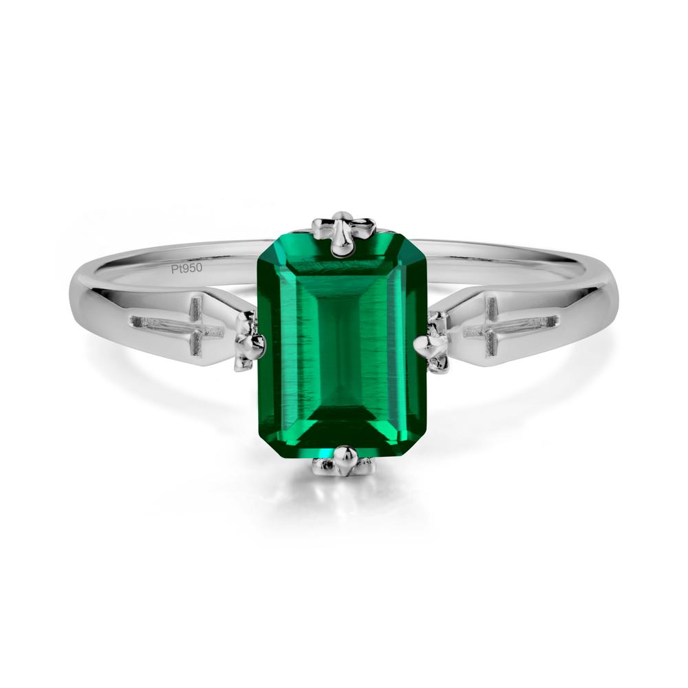 Solitaire Emerald Gothic Cross Ring - LUO Jewelry #metal_platinum