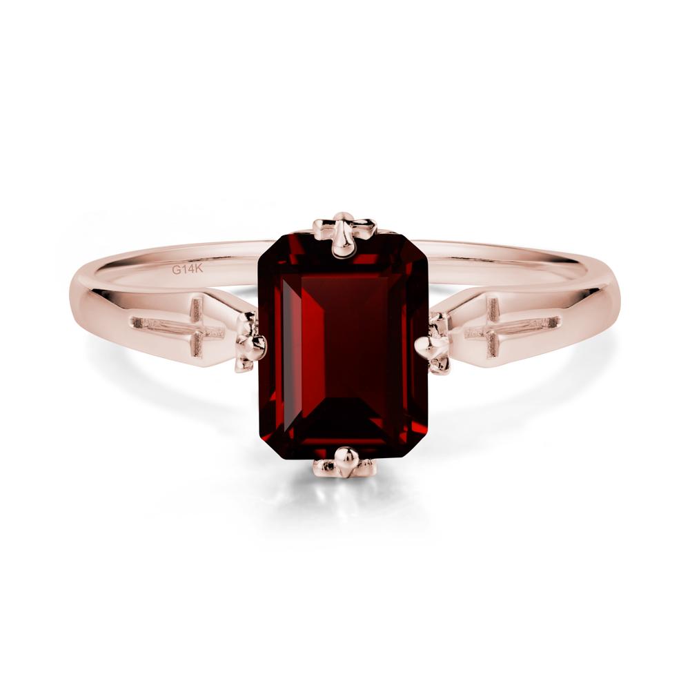 Halloween Emerlald Cut Garnet Ring - LUO Jewelry #metal_14k rose gold