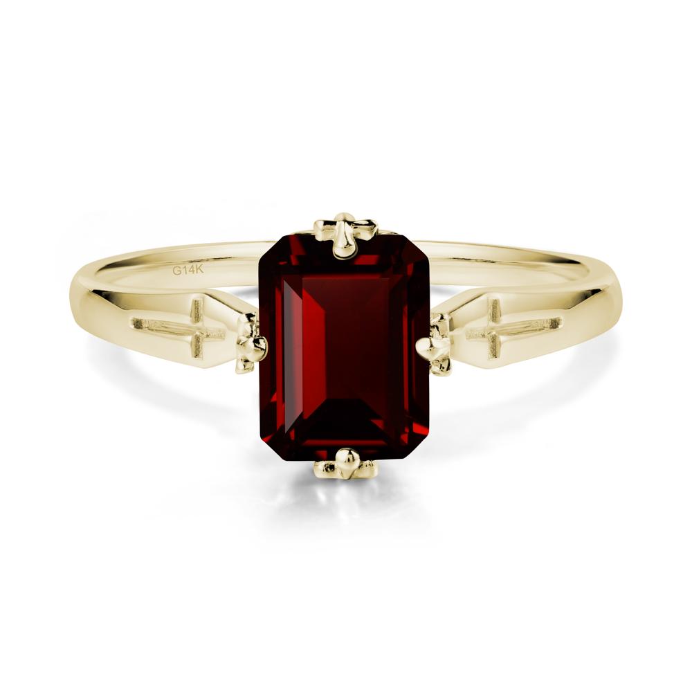 Halloween Emerlald Cut Garnet Ring - LUO Jewelry #metal_14k yellow gold