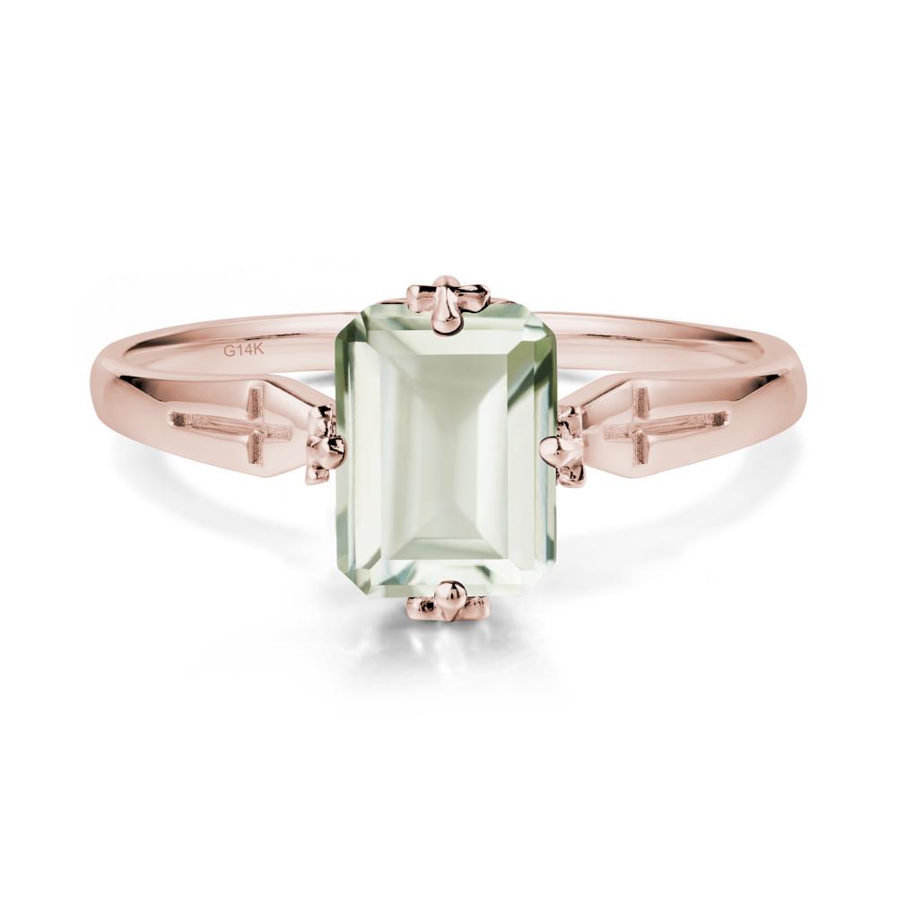 Simple Gothic Cross Green Amethyst Ring - LUO Jewelry #metal_14k rose gold