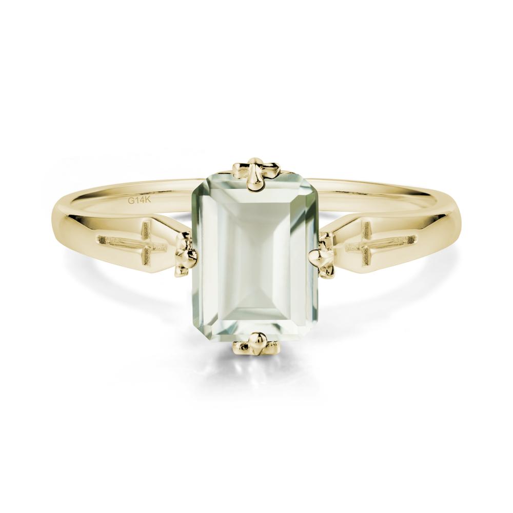 Simple Gothic Cross Green Amethyst Ring - LUO Jewelry #metal_14k yellow gold