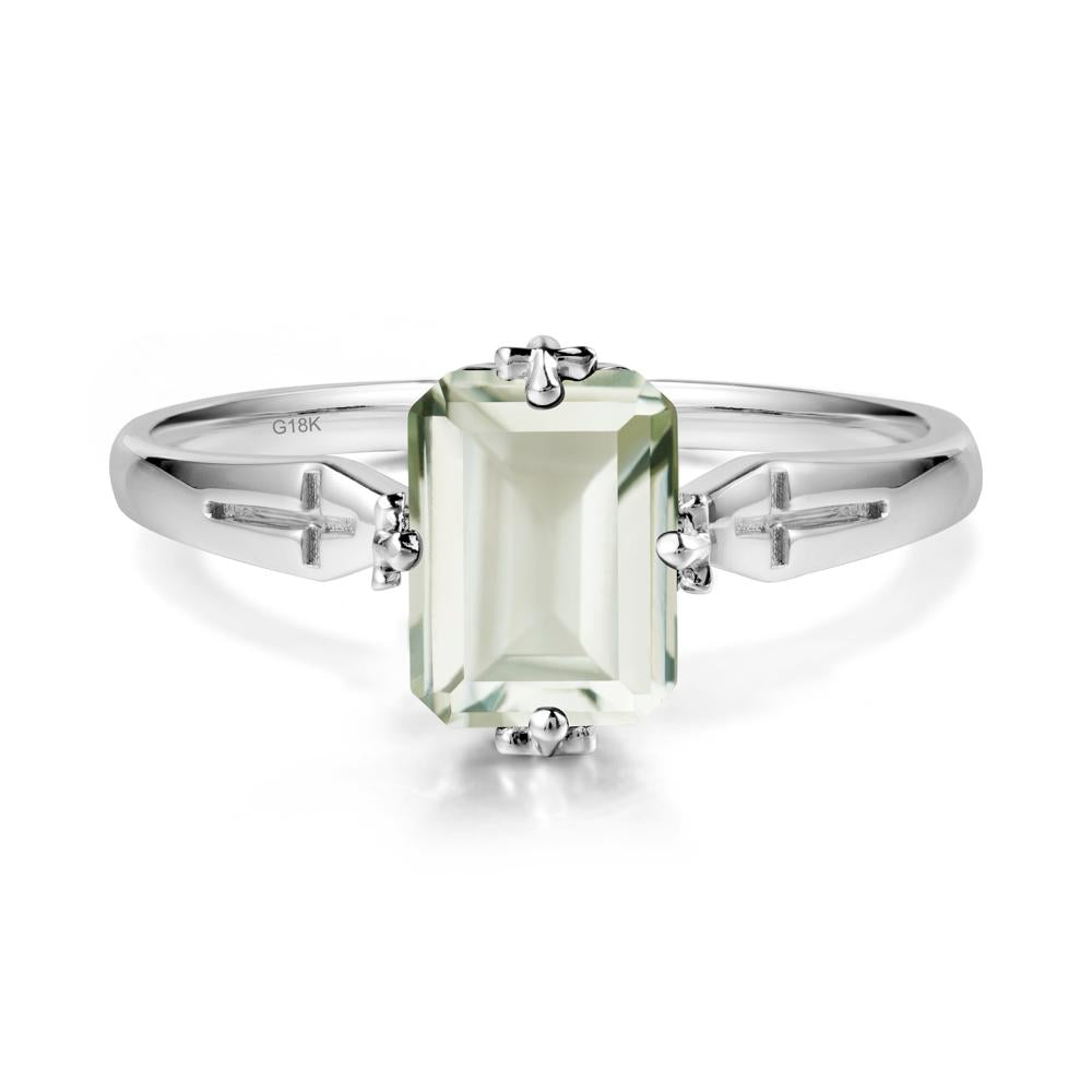 Simple Gothic Cross Green Amethyst Ring - LUO Jewelry #metal_18k white gold