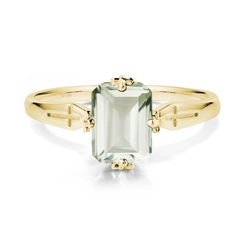 Simple Gothic Cross Green Amethyst Ring - LUO Jewelry #metal_18k yellow gold