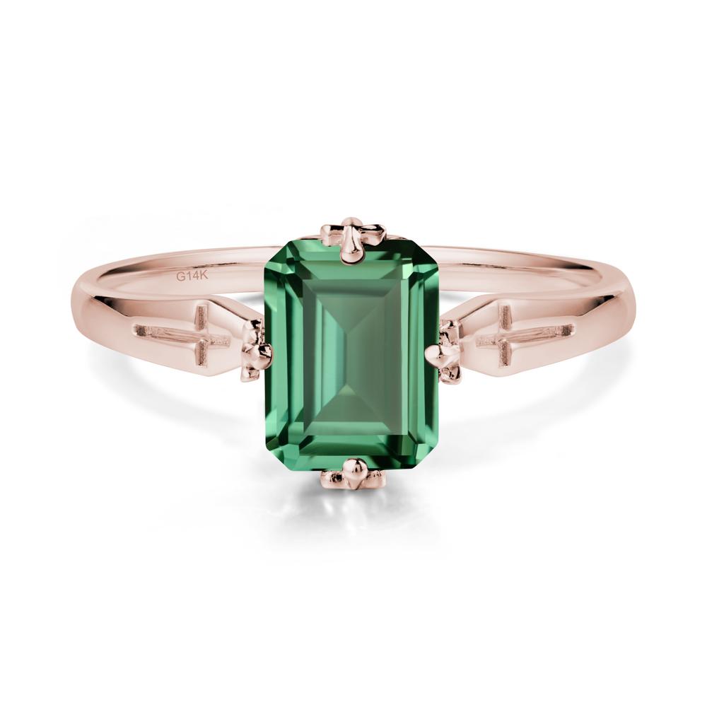 Solitaire Green Sapphire Gothic Cross Ring - LUO Jewelry #metal_14k rose gold