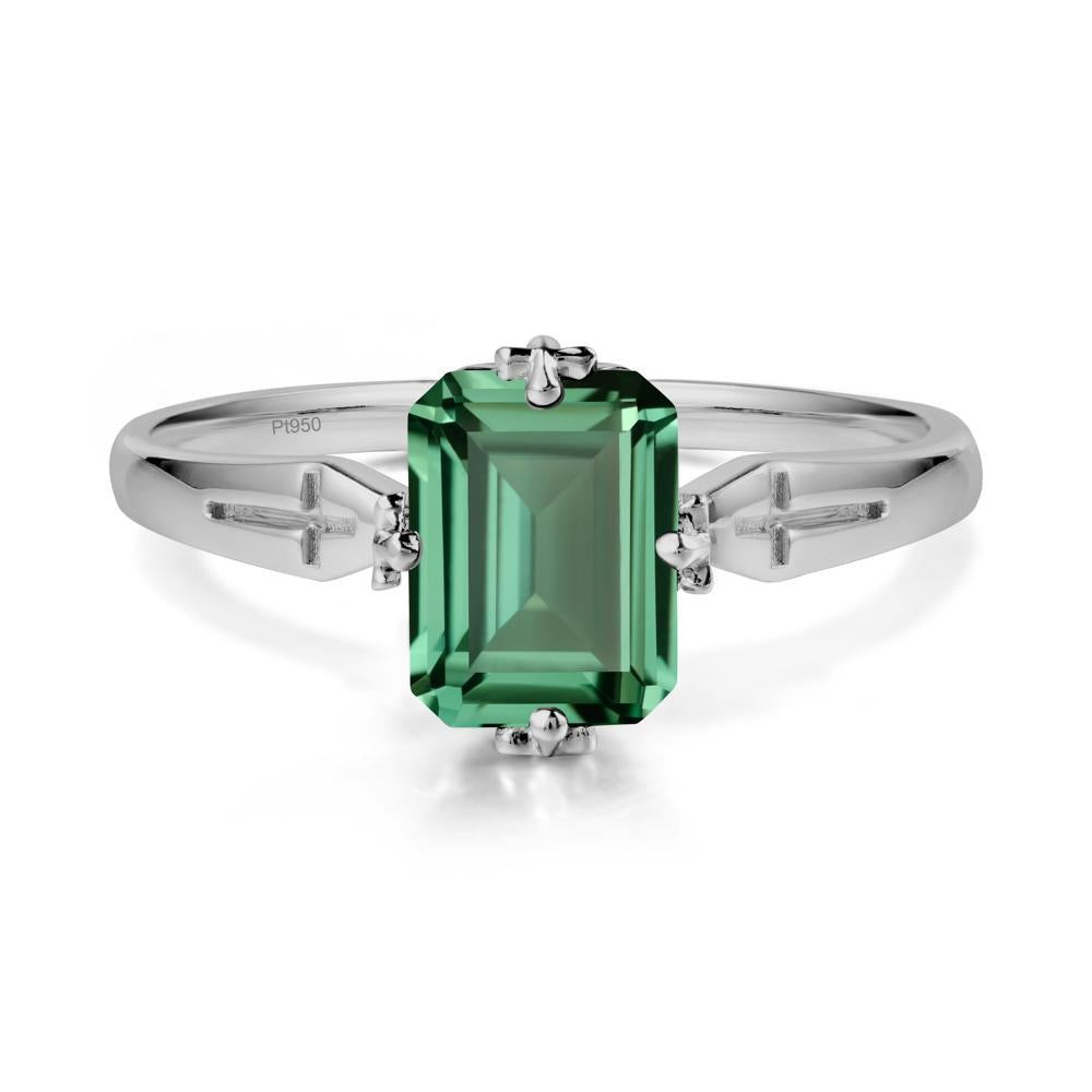 Solitaire Green Sapphire Gothic Cross Ring - LUO Jewelry #metal_platinum