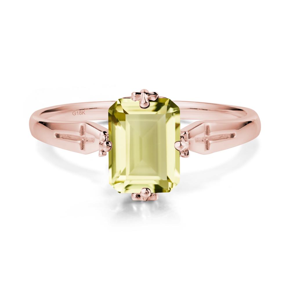 Halloween Emerlald Cut Lemon Quartz Ring - LUO Jewelry #metal_18k rose gold