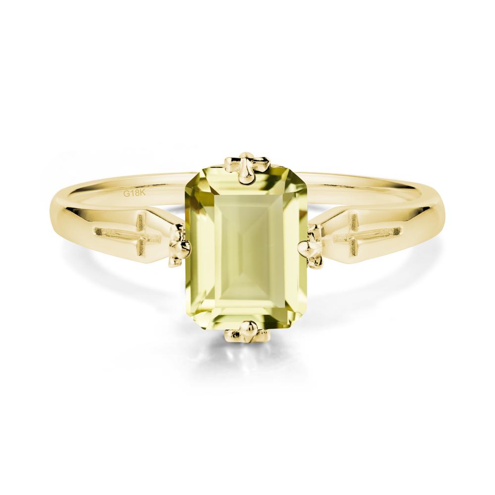 Halloween Emerlald Cut Lemon Quartz Ring - LUO Jewelry #metal_18k yellow gold