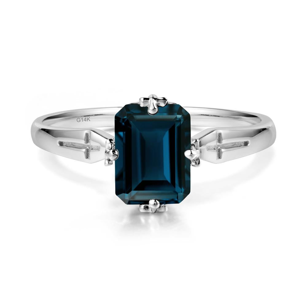 Simple Gothic Cross London Blue Topaz Ring - LUO Jewelry #metal_14k white gold