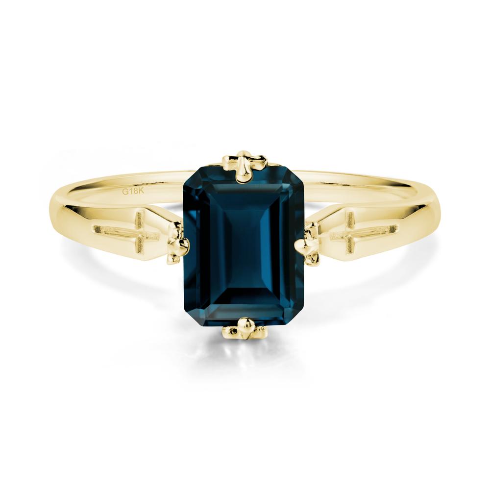 Simple Gothic Cross London Blue Topaz Ring - LUO Jewelry #metal_18k yellow gold