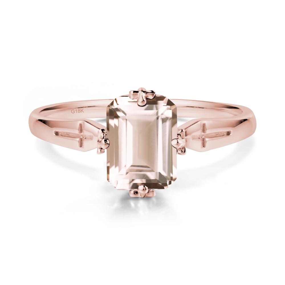 Solitaire Morganite Gothic Cross Ring - LUO Jewelry #metal_18k rose gold