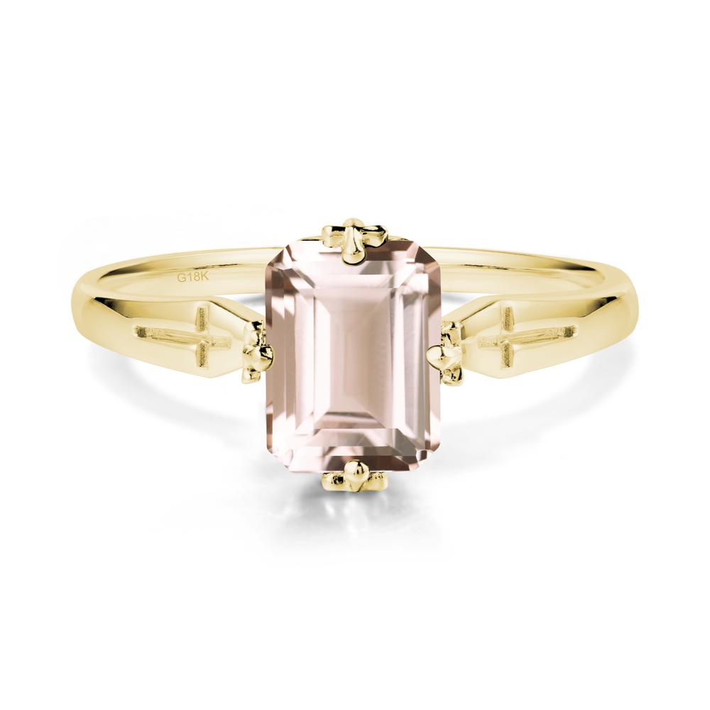Solitaire Morganite Gothic Cross Ring - LUO Jewelry #metal_18k yellow gold