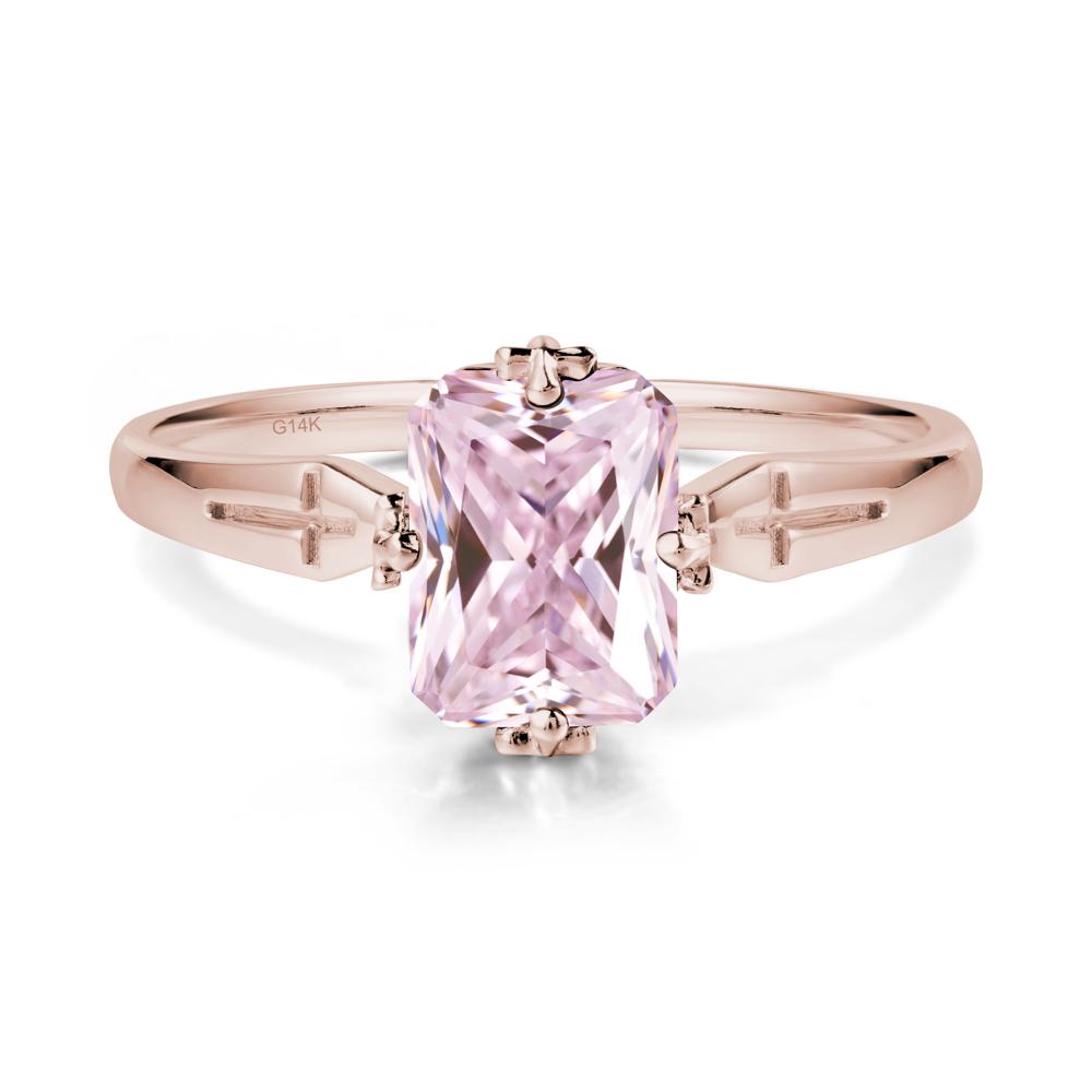 Halloween Emerlald Cut Pink Cubic Zirconia Ring - LUO Jewelry #metal_14k rose gold