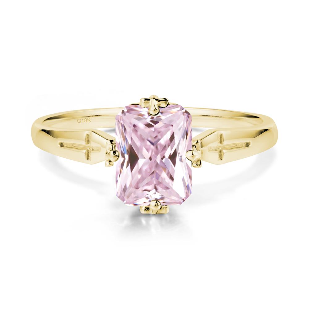 Halloween Emerlald Cut Pink Cubic Zirconia Ring - LUO Jewelry #metal_18k yellow gold